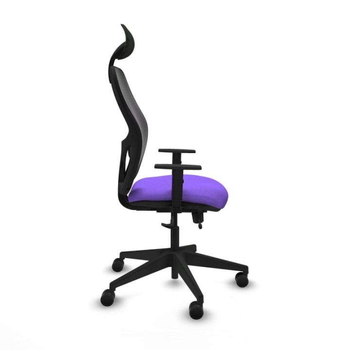 Alocén traslack malla negra bali lila brazos 1D base piramidal cabecero fijo ruedas nailon 65mm