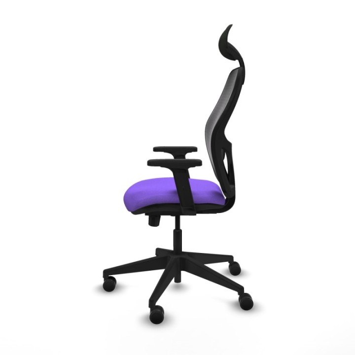 Alocén traslack malla negra bali lila brazos 2D base piramidal cabecero fijo ruedas nailon 65mm