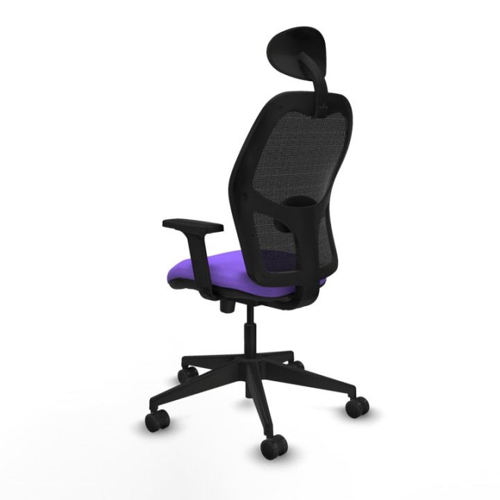 Alocén traslack malla negra bali lila brazos 2D base piramidal cabecero fijo ruedas nailon 65mm