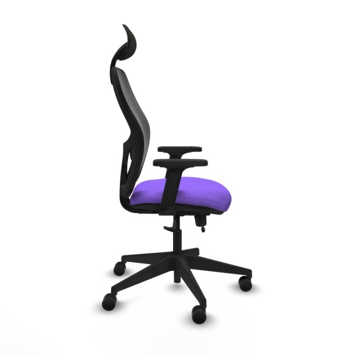 Alocén traslack malla negra bali lila brazos 2D base piramidal cabecero fijo ruedas nailon 65mm