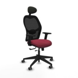 Alocén traslack malla negra bali granate brazos 2D base piramidal cabecero fijo ruedas engomadas 65mm