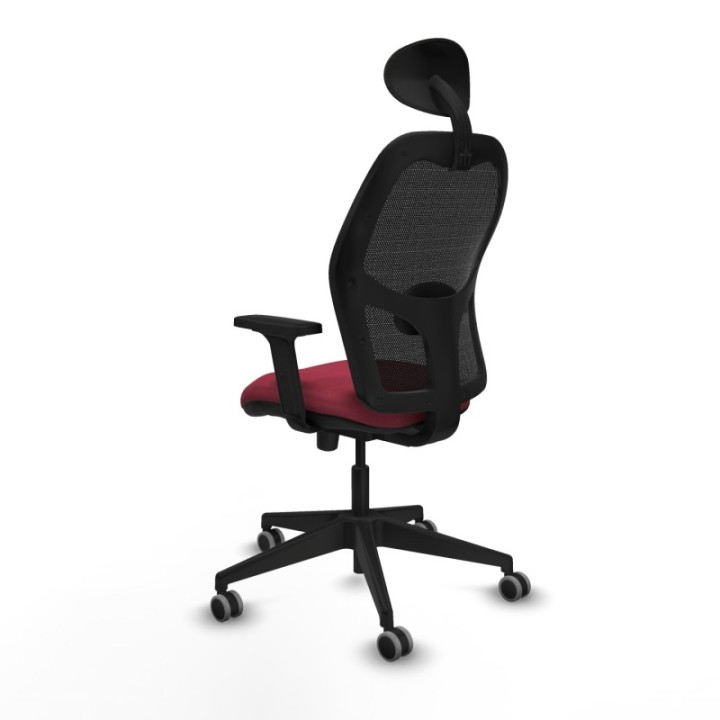 Alocén traslack malla negra bali granate brazos 2D base piramidal cabecero fijo ruedas engomadas 65mm