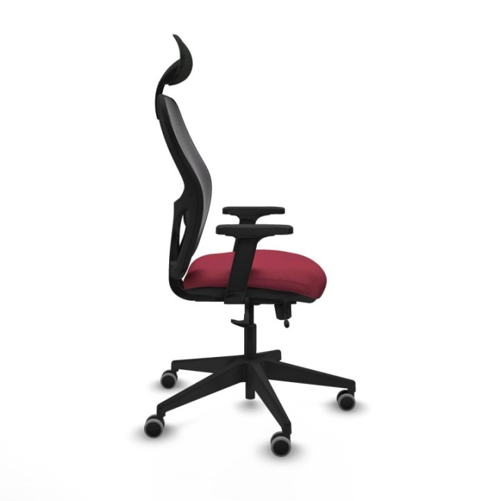 Alocén traslack malla negra bali granate brazos 2D base piramidal cabecero fijo ruedas engomadas 65mm