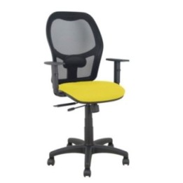 Silla Alocén traslack malla negra asiento bali amarillo brazos regulables