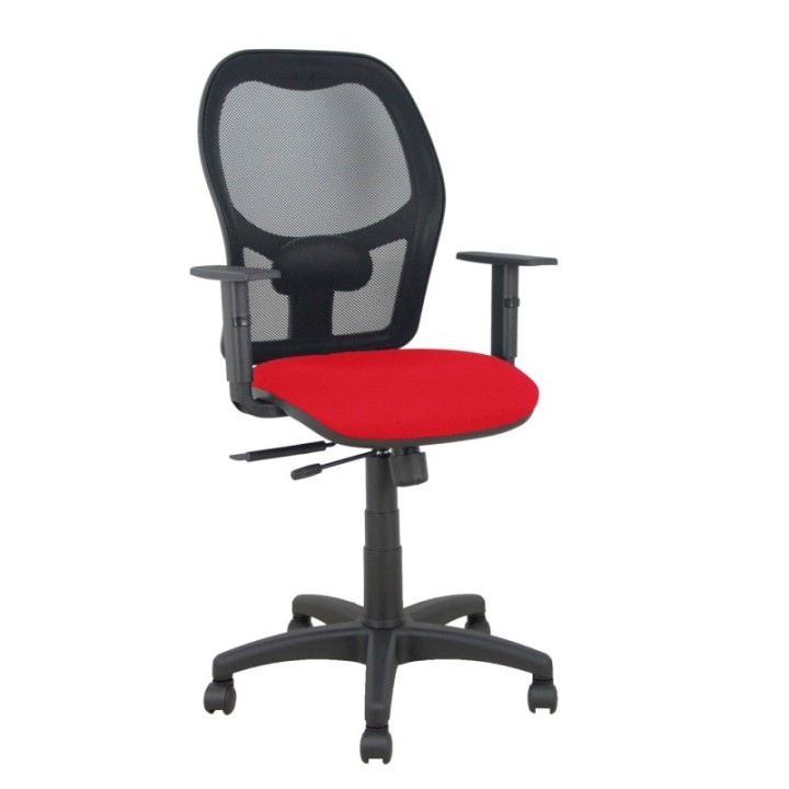 Silla Alocén traslack malla negra asiento bali rojo brazos regulables