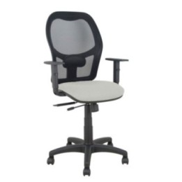 Silla Alocén traslack malla negra asiento bali gris claro brazos regulables