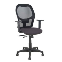 Silla Alocén traslack malla negra asiento bali gris oscuro brazos regulables