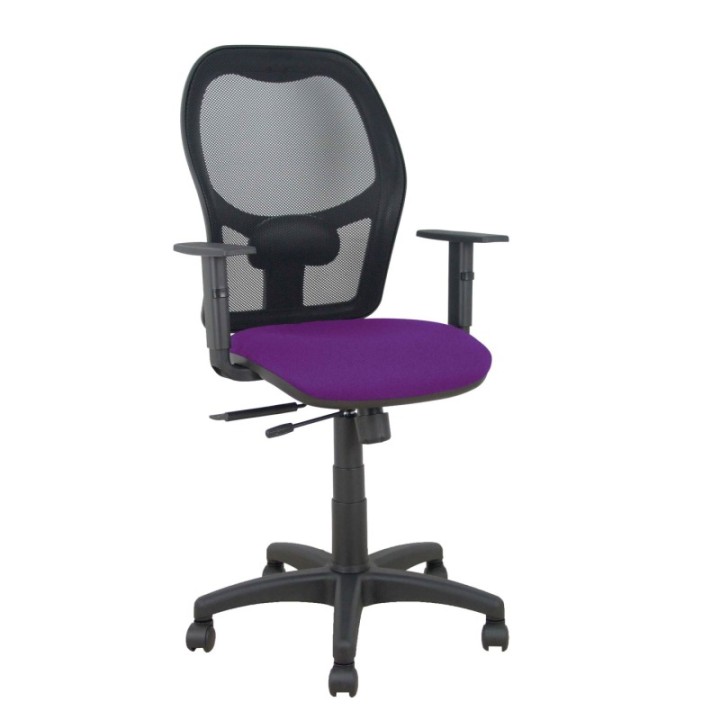 Silla Alocén traslack malla negra asiento bali morado brazos regulables