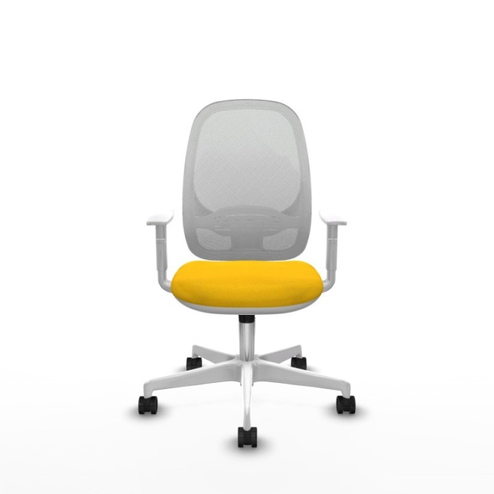 Cilanco blanca sincro malla blanca bali amarillo brazos blancos base blanca ruedas 65mm nailon