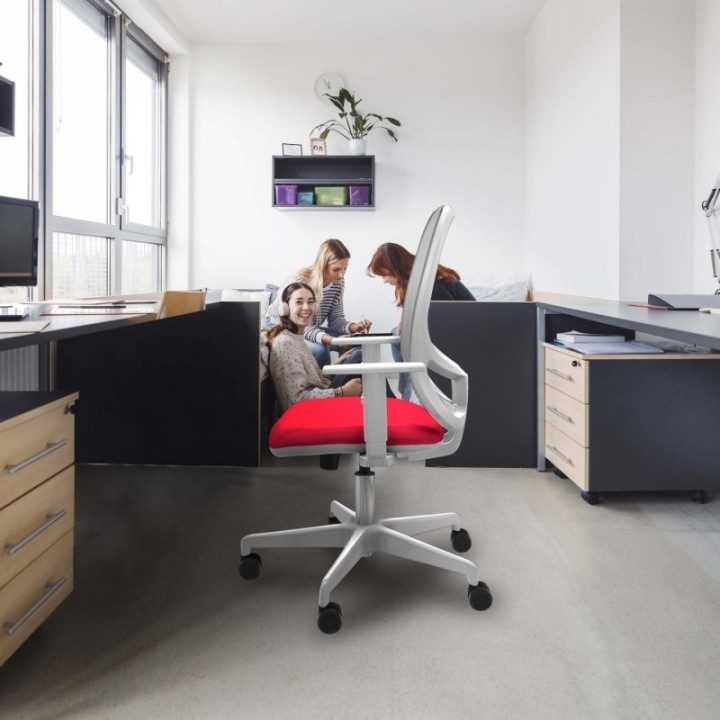 Cilanco blanca sincro malla blanca bali gris brazos blancos base blanca ruedas 65mm nailon