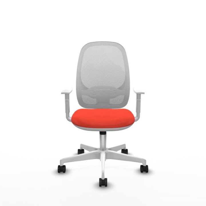 Cilanco blanca sincro malla blanca bali naranja oscuro brazos blancos base blanca ruedas 65mm nailon