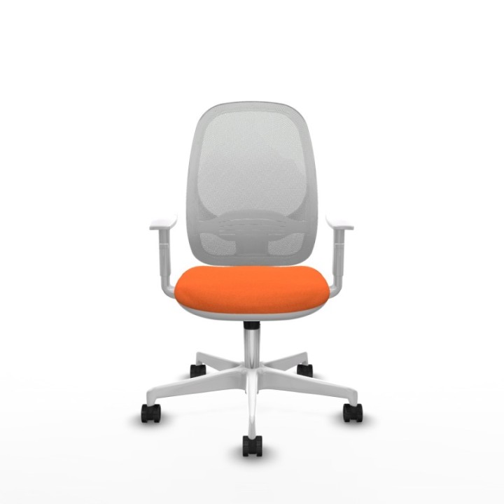 Cilanco blanca sincro malla blanca bali naranja brazos blancos base blanca ruedas 65mm nailon