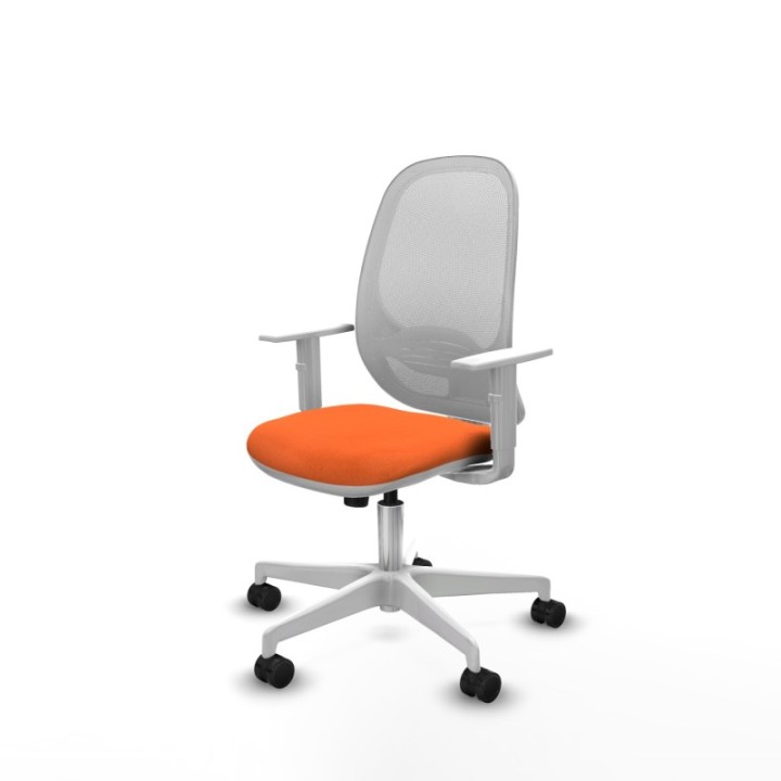 Cilanco blanca sincro malla blanca bali naranja brazos blancos base blanca ruedas 65mm nailon