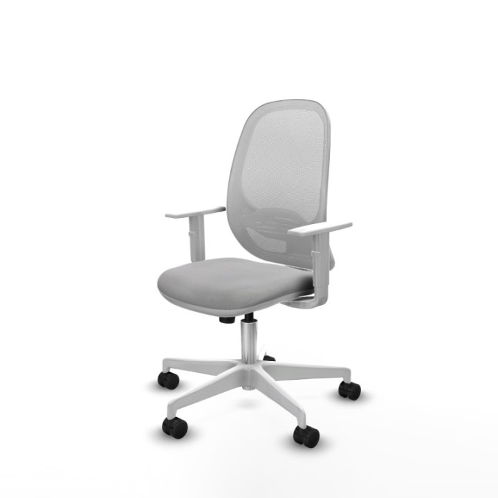 Cilanco blanca sincro malla blanca bali gris claro brazos blancos base blanca ruedas 65mm nailon