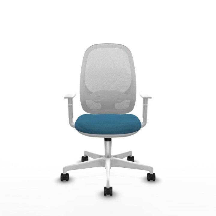 Cilanco blanca sincro malla blanca bali verde petroleo brazos blancos base blanca ruedas 65mm nailon