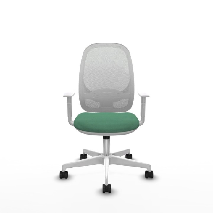 Cilanco blanca sincro malla blanca bali verde esmeralda brazos blancos base blanca ruedas 65mm nailon