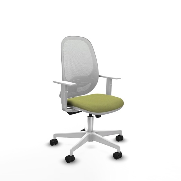 Cilanco blanca sincro malla blanca bali verde oliva brazos blancos base blanca ruedas 65mm nailon