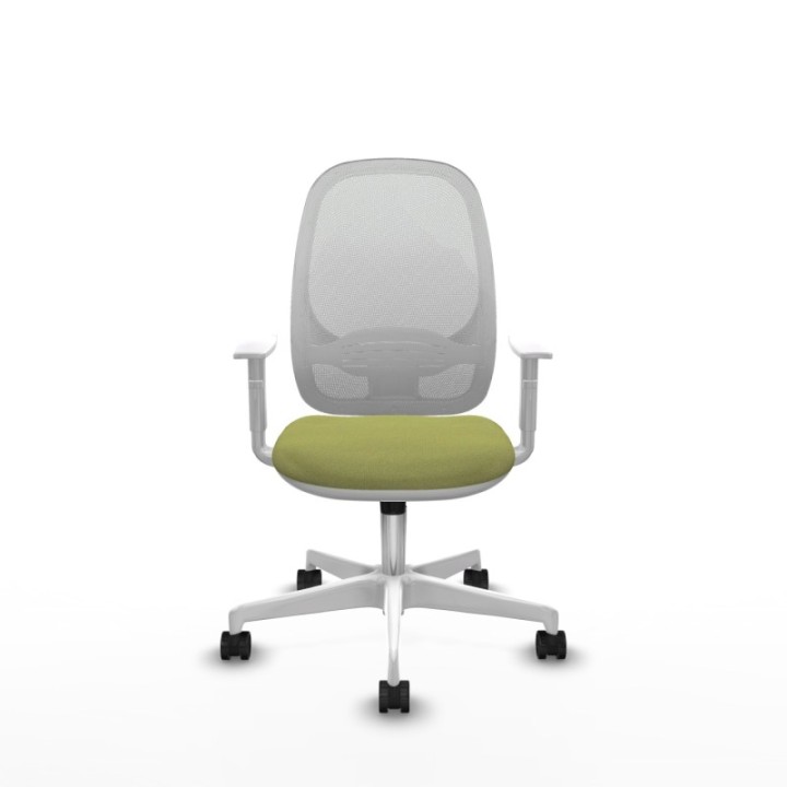 Cilanco blanca sincro malla blanca bali verde oliva brazos blancos base blanca ruedas 65mm nailon