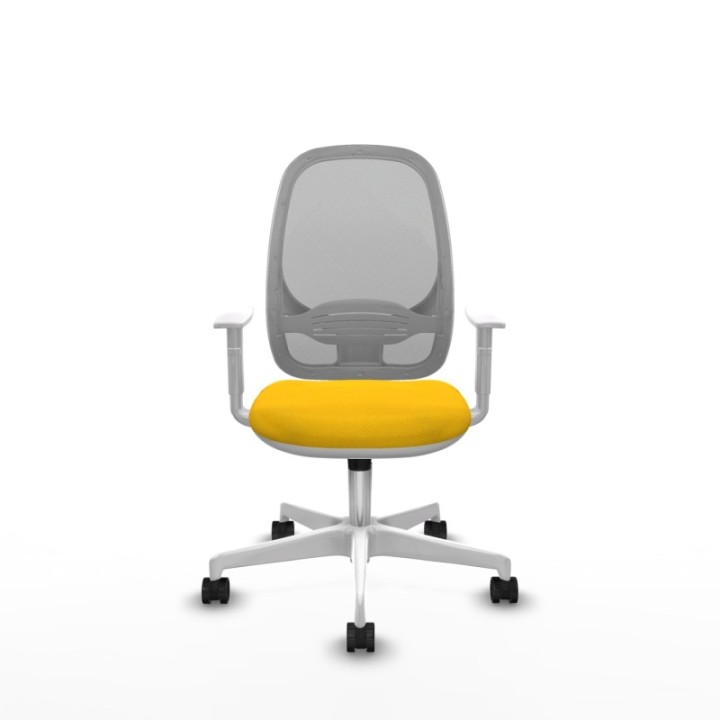 Cilanco blanca sincro malla gris bali amarillo brazos blancos base blanca ruedas 65mm nailon