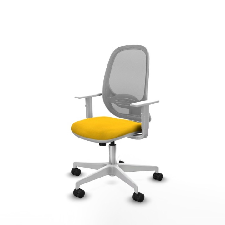 Cilanco blanca sincro malla gris bali amarillo brazos blancos base blanca ruedas 65mm nailon