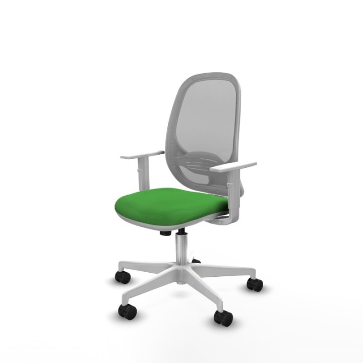 Cilanco blanca sincro malla gris bali verde brazos blancos base blanca ruedas 65mm nailon