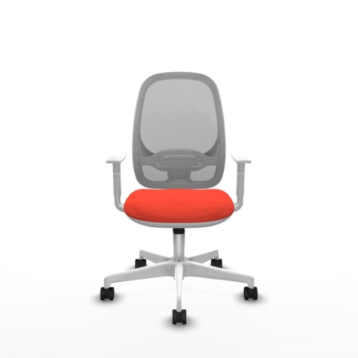 Cilanco blanca sincro malla gris bali naranja oscuro brazos blancos base blanca ruedas 65mm nailon