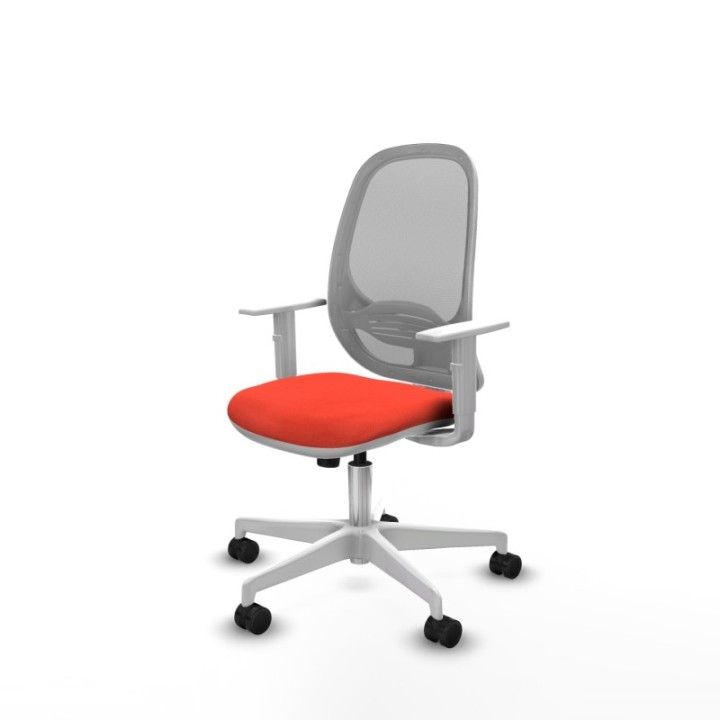 Cilanco blanca sincro malla gris bali naranja oscuro brazos blancos base blanca ruedas 65mm nailon