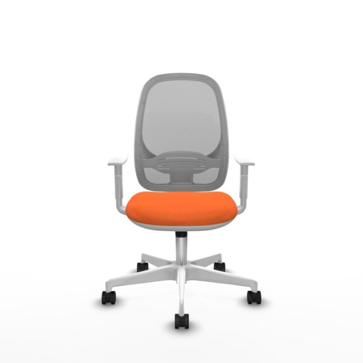 Cilanco blanca sincro malla gris bali naranja brazos blancos base blanca ruedas 65mm nailon