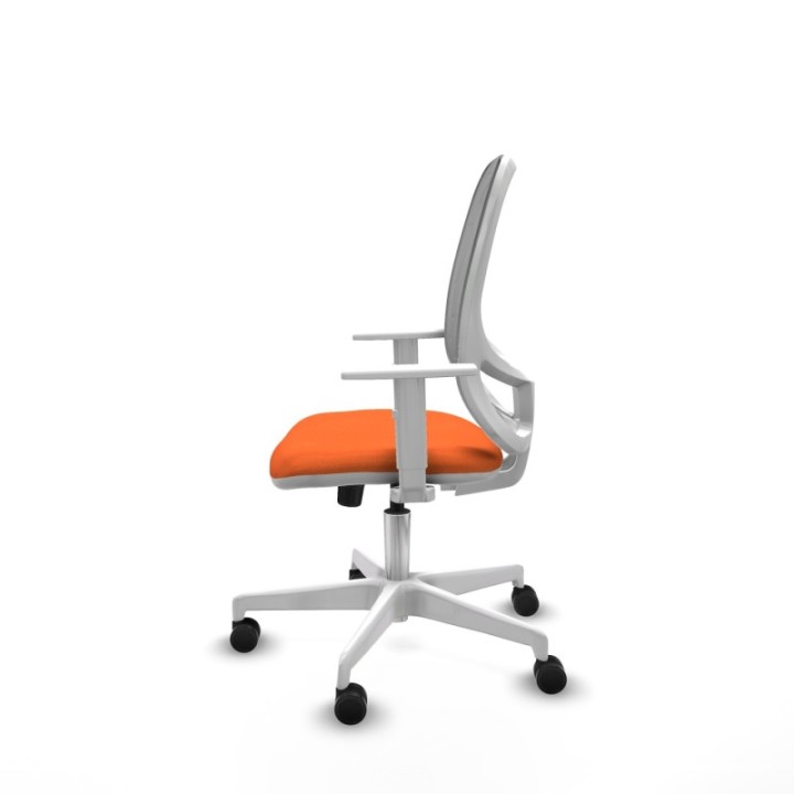 Cilanco blanca sincro malla gris bali naranja brazos blancos base blanca ruedas 65mm nailon