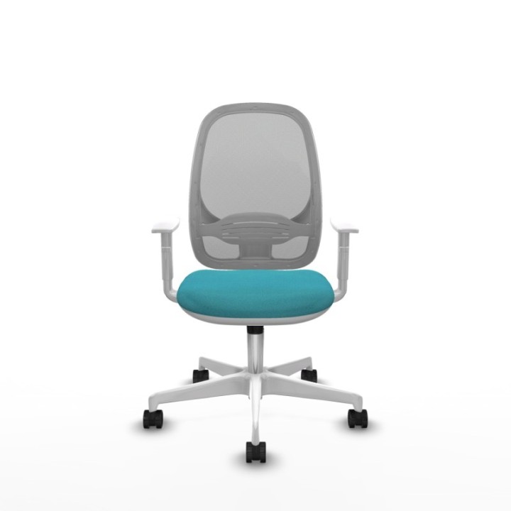 Cilanco blanca sincro malla gris bali turquesa brazos blancos base blanca ruedas 65mm nailon