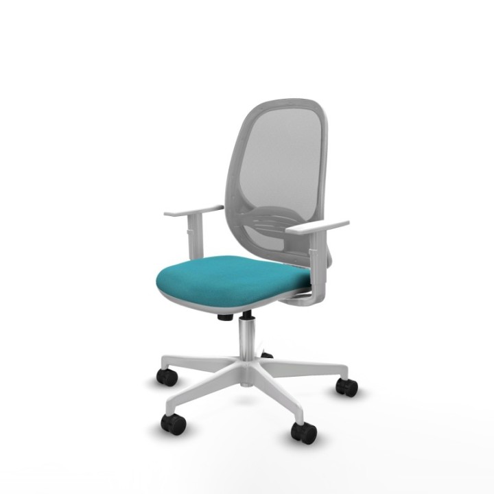 Cilanco blanca sincro malla gris bali turquesa brazos blancos base blanca ruedas 65mm nailon