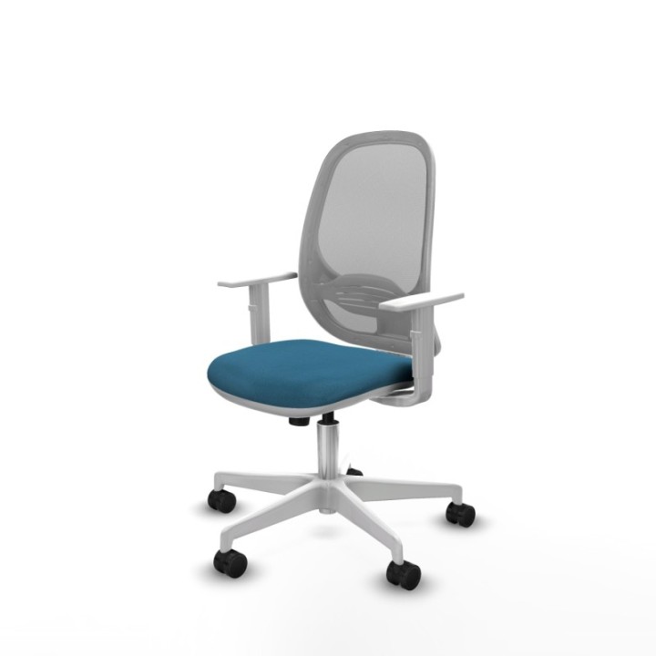 Cilanco blanca sincro malla gris bali verde petroleo brazos blancos base blanca ruedas 65mm nailon