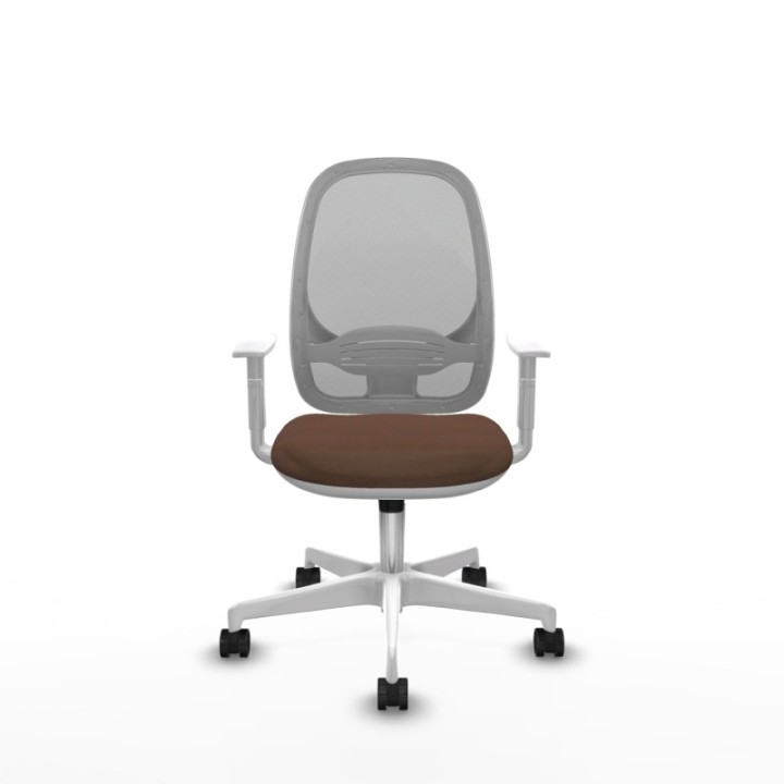 Cilanco blanca sincro malla gris bali marrón oscuro brazos blancos base blanca ruedas 65mm nailon