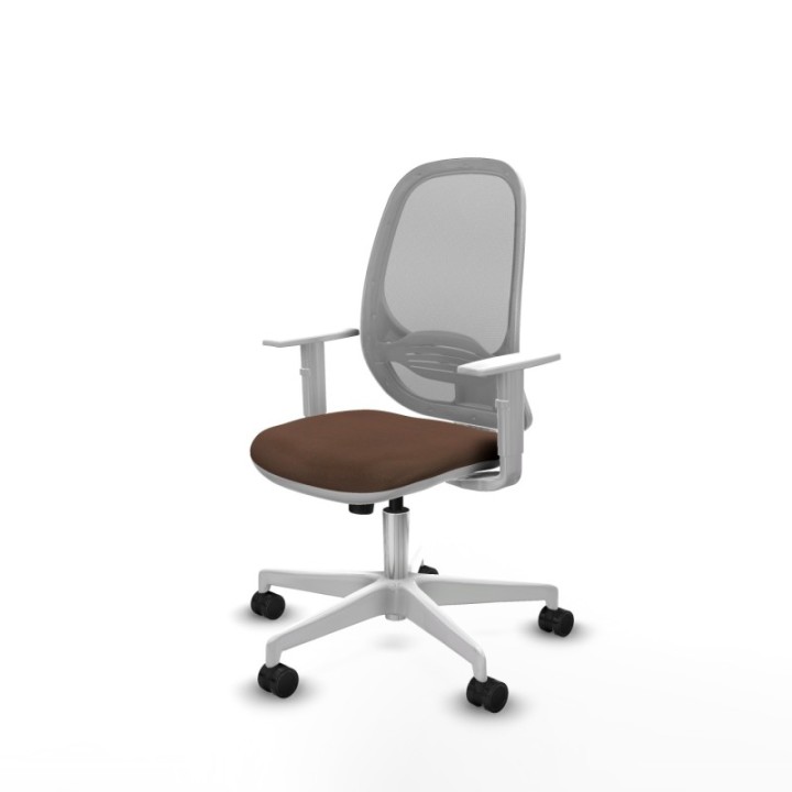 Cilanco blanca sincro malla gris bali marrón oscuro brazos blancos base blanca ruedas 65mm nailon