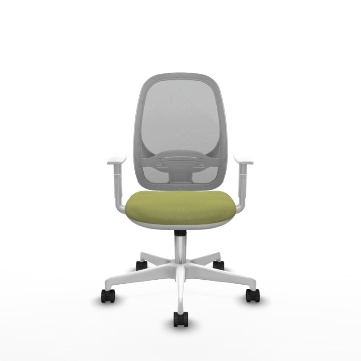 Cilanco blanca sincro malla gris bali verde oliva brazos blancos base blanca ruedas 65mm nailon