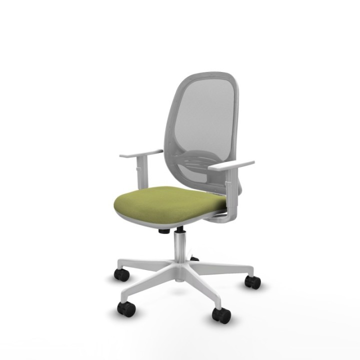 Cilanco blanca sincro malla gris bali verde oliva brazos blancos base blanca ruedas 65mm nailon