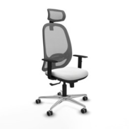 Cilanco sincro malla gris bali blanco brazos 1D base aluminio cabecero 2D ruedas 65mm engomadas