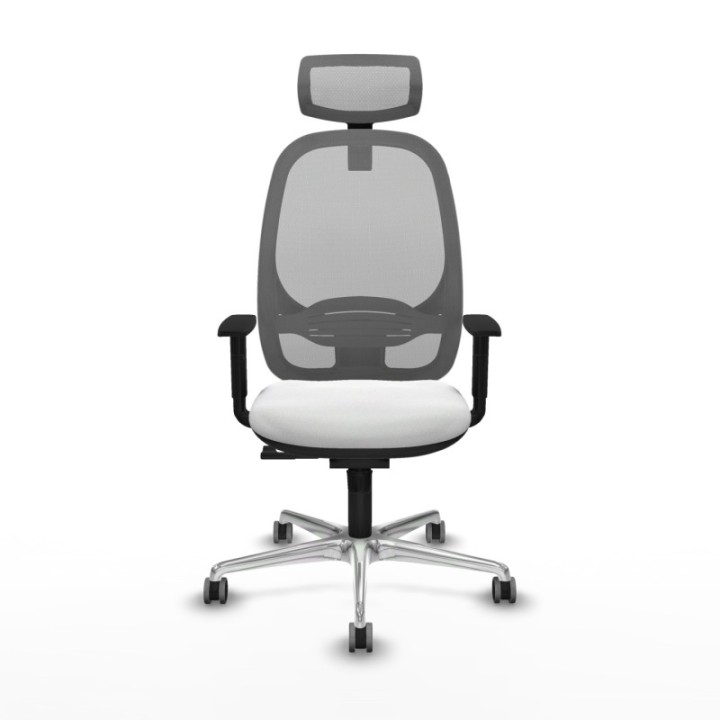 Cilanco sincro malla gris bali blanco brazos 1D base aluminio cabecero 2D ruedas 65mm engomadas