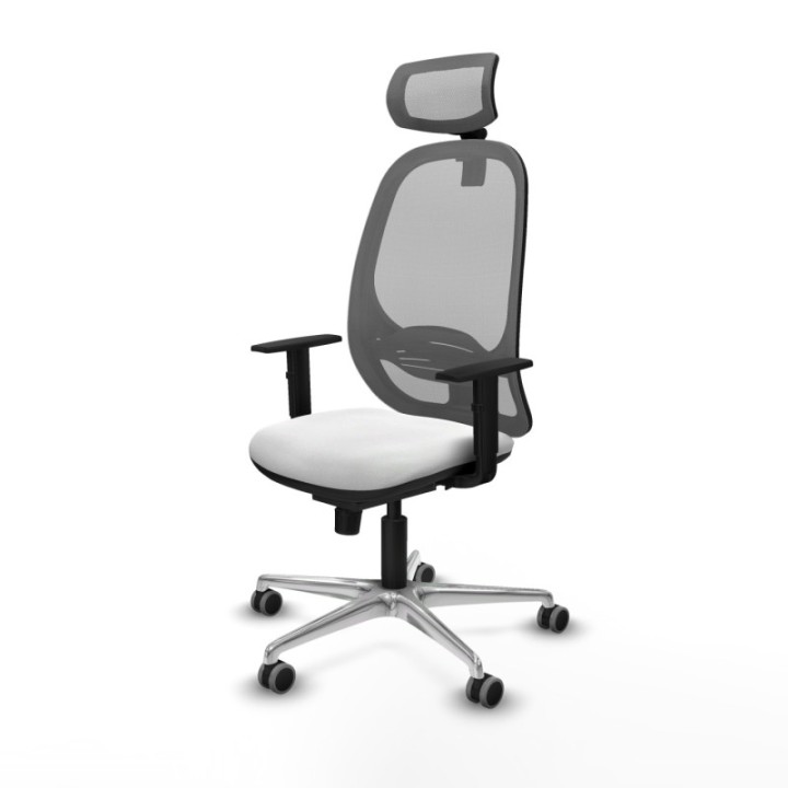 Cilanco sincro malla gris bali blanco brazos 1D base aluminio cabecero 2D ruedas 65mm engomadas