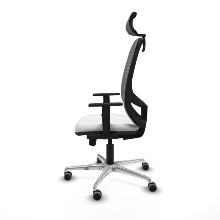 Cilanco sincro malla gris bali blanco brazos 1D base aluminio cabecero 2D ruedas 65mm engomadas