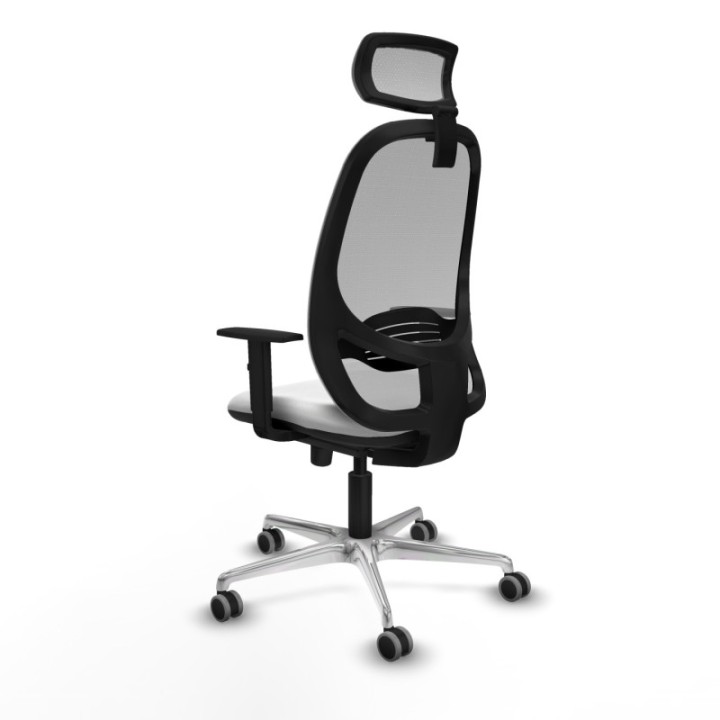 Cilanco sincro malla gris bali blanco brazos 1D base aluminio cabecero 2D ruedas 65mm engomadas