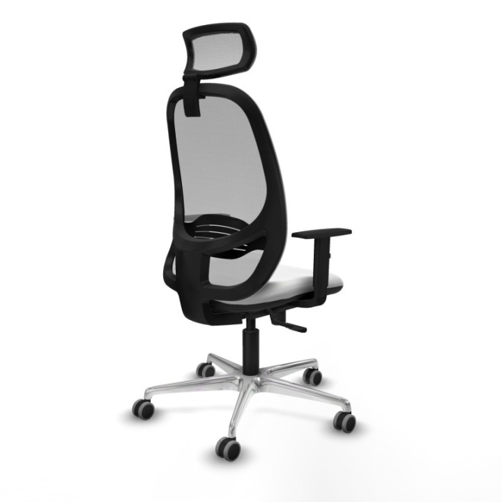 Cilanco sincro malla gris bali blanco brazos 1D base aluminio cabecero 2D ruedas 65mm engomadas