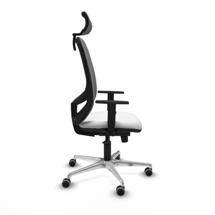 Cilanco sincro malla gris bali blanco brazos 1D base aluminio cabecero 2D ruedas 65mm engomadas