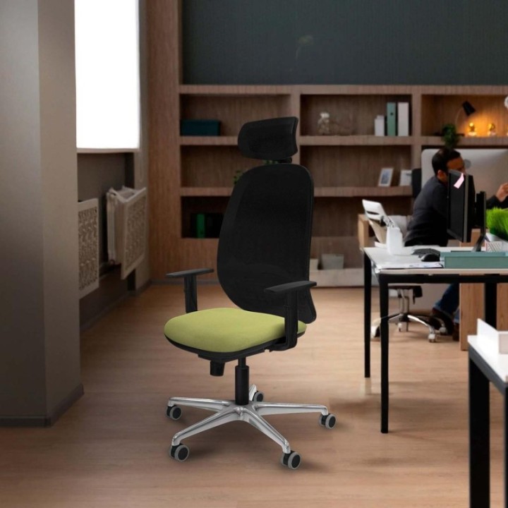 Cilanco sincro malla gris bali blanco brazos 1D base aluminio cabecero 2D ruedas 65mm engomadas