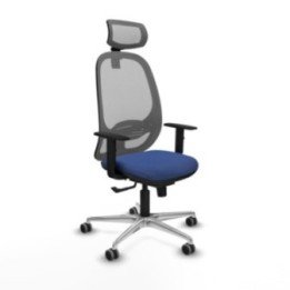 Cilanco sincro malla gris bali azul marino brazos 1D base aluminio cabecero 2D ruedas 65mm engomadas