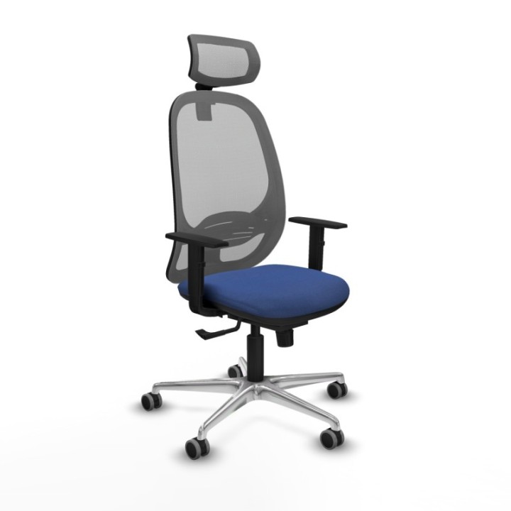 Cilanco sincro malla gris bali azul marino brazos 1D base aluminio cabecero 2D ruedas 65mm engomadas