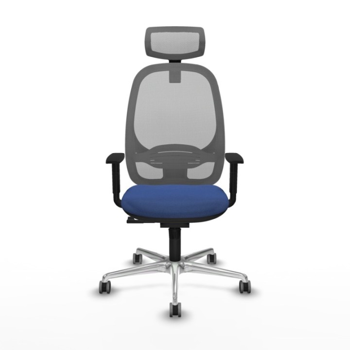 Cilanco sincro malla gris bali azul marino brazos 1D base aluminio cabecero 2D ruedas 65mm engomadas