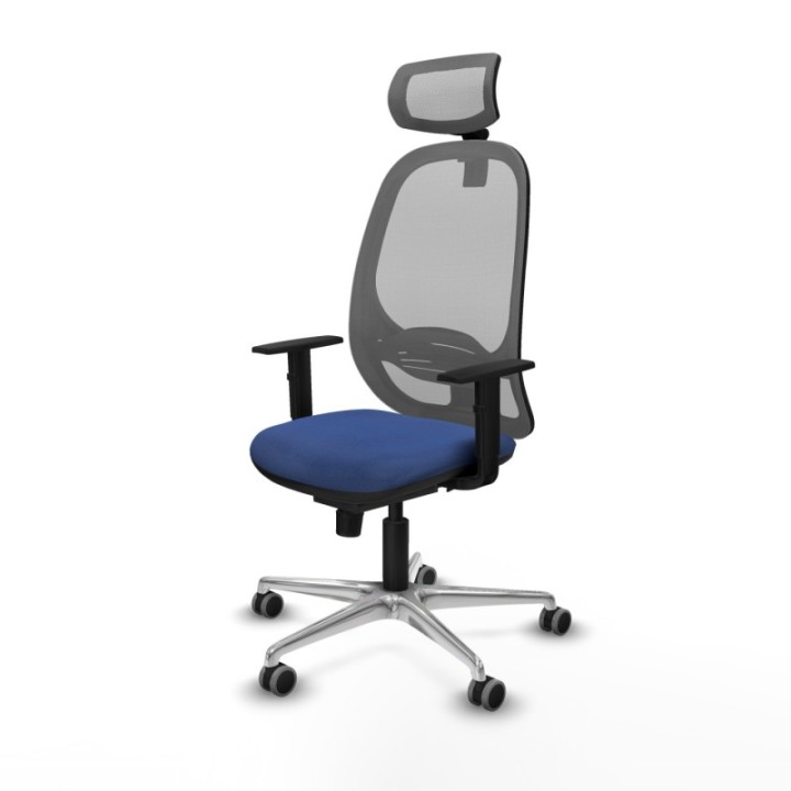 Cilanco sincro malla gris bali azul marino brazos 1D base aluminio cabecero 2D ruedas 65mm engomadas