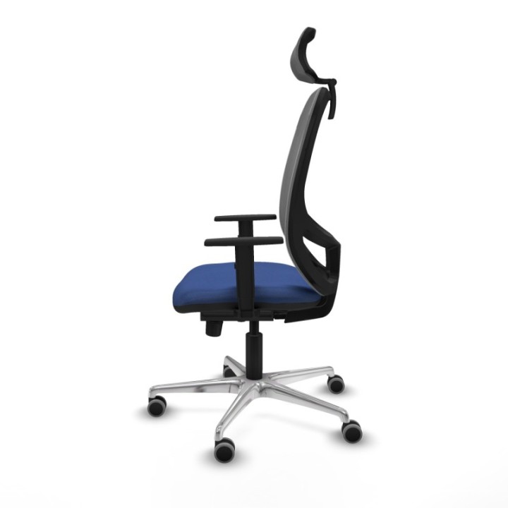 Cilanco sincro malla gris bali azul marino brazos 1D base aluminio cabecero 2D ruedas 65mm engomadas