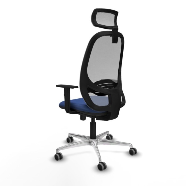 Cilanco sincro malla gris bali azul marino brazos 1D base aluminio cabecero 2D ruedas 65mm engomadas